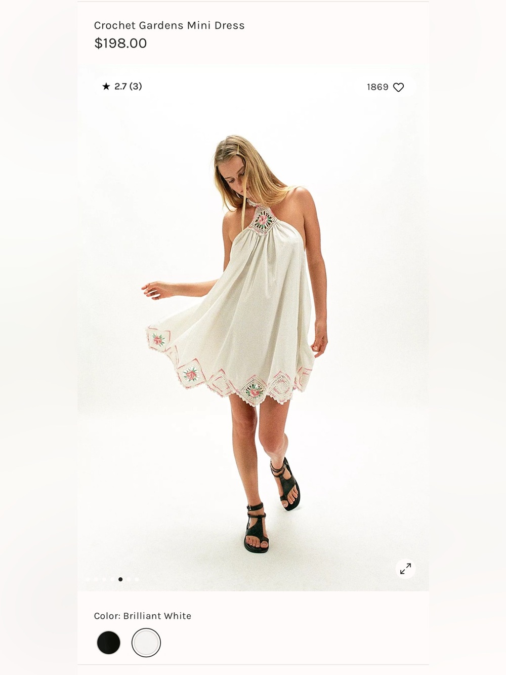 NWOT! Free People Crochet Gardens Mini Dress - Retail $198.00 - Picture 2 of 9